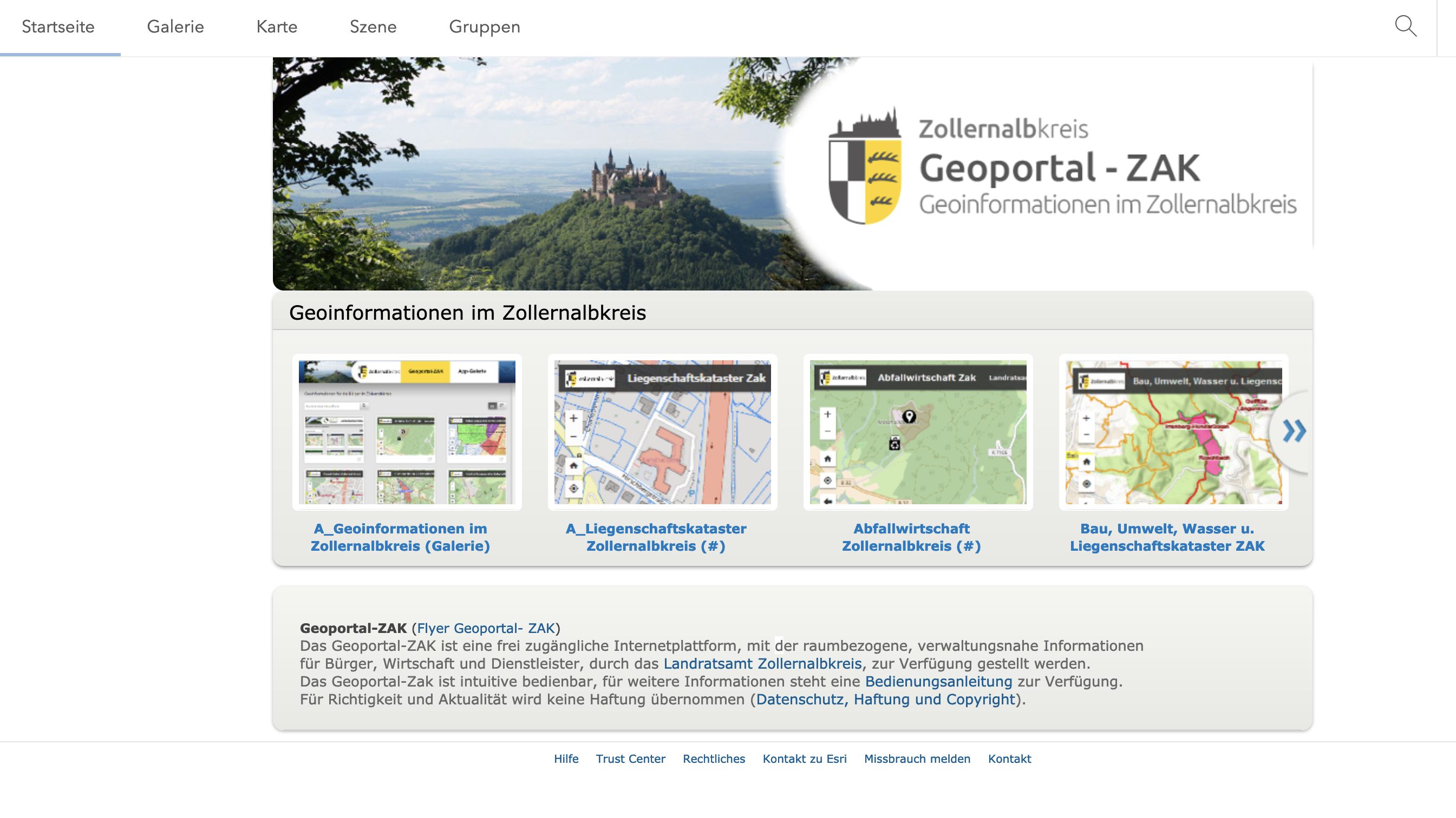 Screenshot Geoportal ZAK